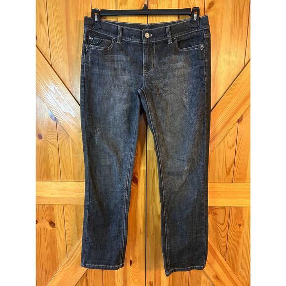 WHITE HOUSE BLACK MARKET Womens Noir Black Distressed Jeans Size 4 (5029) - Picture 1 of 8